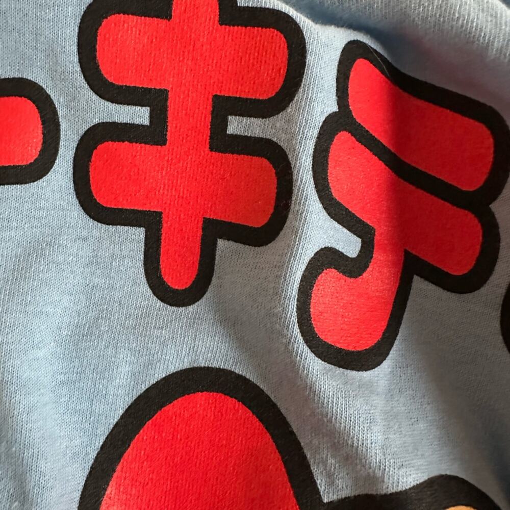 NEW Hello Kitty Burger Blue Graphic T-Shirt Sanrio Yum Size XS Oversized - Picture 6 of 8
